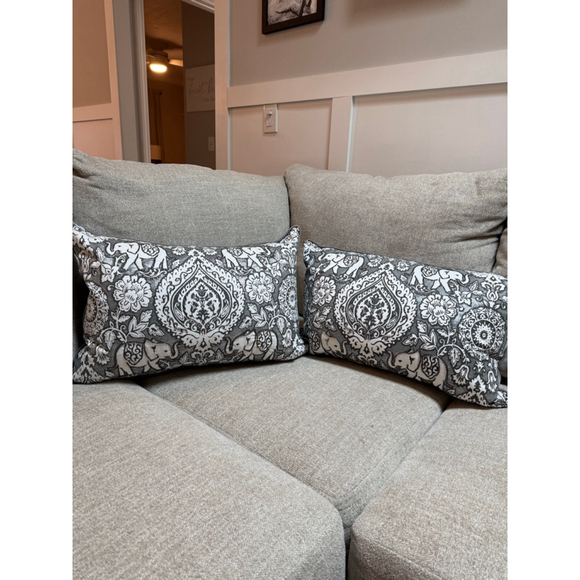 EnVogue International Gray White Elephant Pattern Accent Pillows One Size - Picture 2 of 7